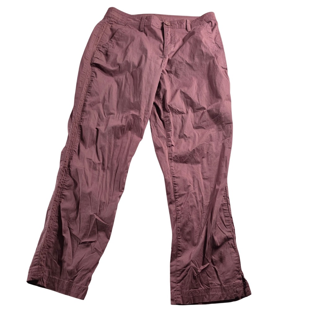 Eddie Bauer Womens Specially Dyed Mauve Straight Leg Pants Size 12 Cotton